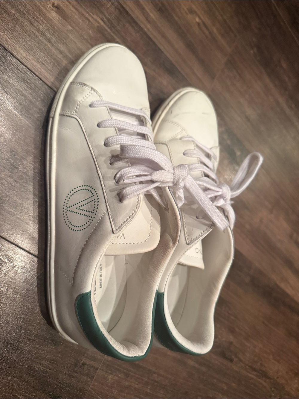 Valentino White Low-Top Women's Sneakers with Green Heel Accent